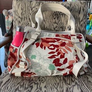 LULULEMON Bloom Gym Laptop Work Diaper Yoga Bag Floral Leather Canvas Tote